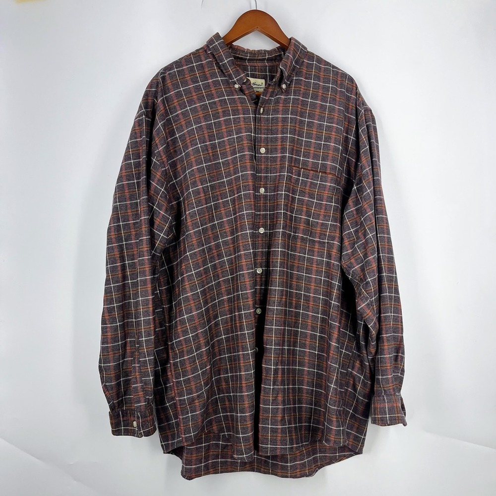 Eddie Bauer Mens Plaid Long Sleeve 100% Cotton Button Down Shirt Size XXL